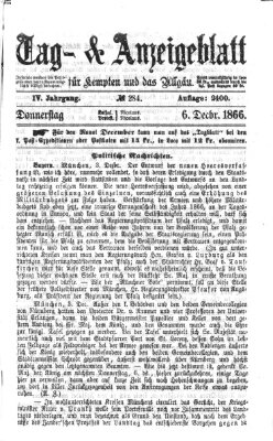 Tag- und Anzeigeblatt für Kempten und das Allgäu Donnerstag 6. Dezember 1866