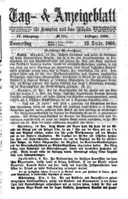 Tag- und Anzeigeblatt für Kempten und das Allgäu Donnerstag 13. Dezember 1866