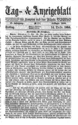 Tag- und Anzeigeblatt für Kempten und das Allgäu Freitag 14. Dezember 1866