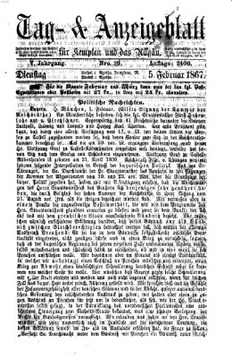 Tag- und Anzeigeblatt für Kempten und das Allgäu Dienstag 5. Februar 1867