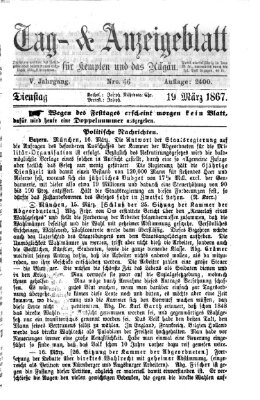 Tag- und Anzeigeblatt für Kempten und das Allgäu Dienstag 19. März 1867