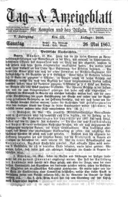 Tag- und Anzeigeblatt für Kempten und das Allgäu Sonntag 26. Mai 1867