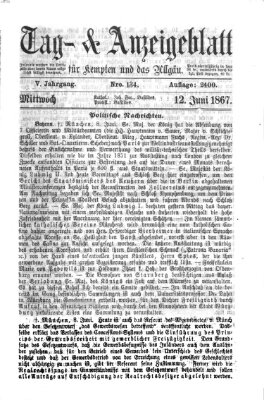 Tag- und Anzeigeblatt für Kempten und das Allgäu Mittwoch 12. Juni 1867