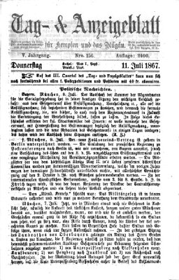 Tag- und Anzeigeblatt für Kempten und das Allgäu Donnerstag 11. Juli 1867