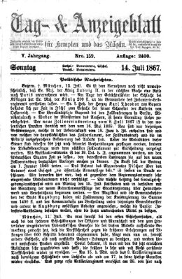 Tag- und Anzeigeblatt für Kempten und das Allgäu Sonntag 14. Juli 1867