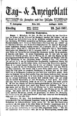 Tag- und Anzeigeblatt für Kempten und das Allgäu Dienstag 23. Juli 1867