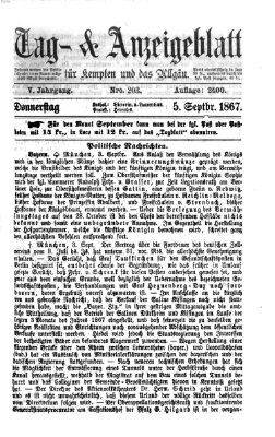 Tag- und Anzeigeblatt für Kempten und das Allgäu Donnerstag 5. September 1867