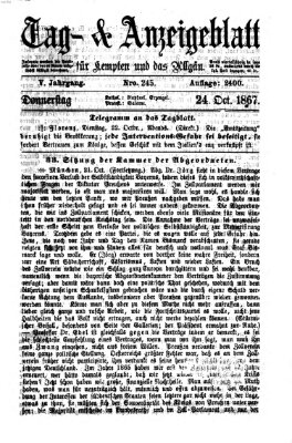 Tag- und Anzeigeblatt für Kempten und das Allgäu Donnerstag 24. Oktober 1867