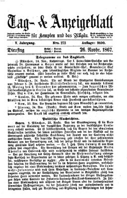 Tag- und Anzeigeblatt für Kempten und das Allgäu Dienstag 26. November 1867