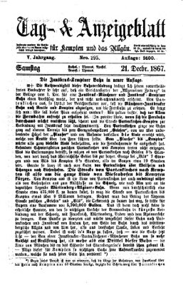 Tag- und Anzeigeblatt für Kempten und das Allgäu Samstag 21. Dezember 1867