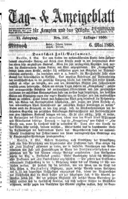 Tag- und Anzeigeblatt für Kempten und das Allgäu Mittwoch 6. Mai 1868