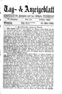 Tag- und Anzeigeblatt für Kempten und das Allgäu Sonntag 10. Mai 1868