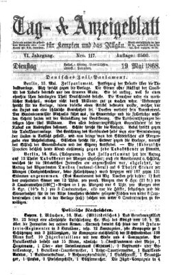 Tag- und Anzeigeblatt für Kempten und das Allgäu Dienstag 19. Mai 1868