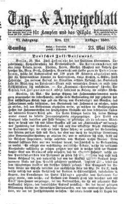 Tag- und Anzeigeblatt für Kempten und das Allgäu Samstag 23. Mai 1868