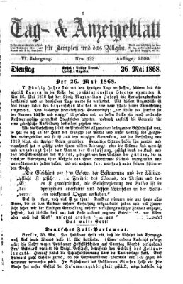 Tag- und Anzeigeblatt für Kempten und das Allgäu Dienstag 26. Mai 1868