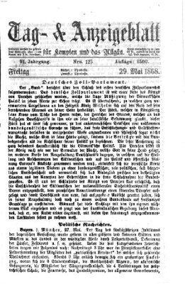 Tag- und Anzeigeblatt für Kempten und das Allgäu Freitag 29. Mai 1868