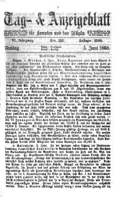 Tag- und Anzeigeblatt für Kempten und das Allgäu Freitag 5. Juni 1868