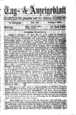 Tag- und Anzeigeblatt für Kempten und das Allgäu Freitag 17. Juli 1868