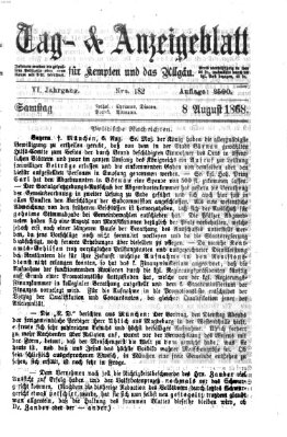 Tag- und Anzeigeblatt für Kempten und das Allgäu Samstag 8. August 1868