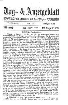 Tag- und Anzeigeblatt für Kempten und das Allgäu Mittwoch 12. August 1868