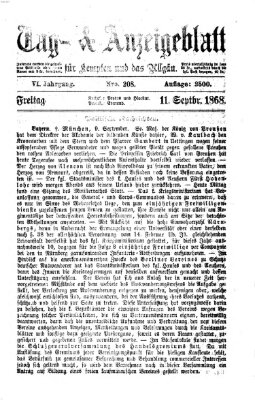 Tag- und Anzeigeblatt für Kempten und das Allgäu Freitag 11. September 1868