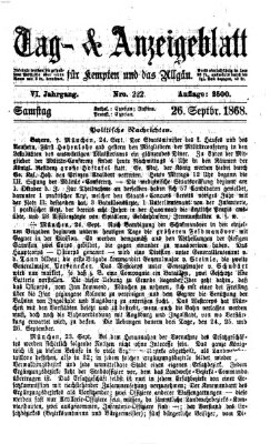 Tag- und Anzeigeblatt für Kempten und das Allgäu Samstag 26. September 1868