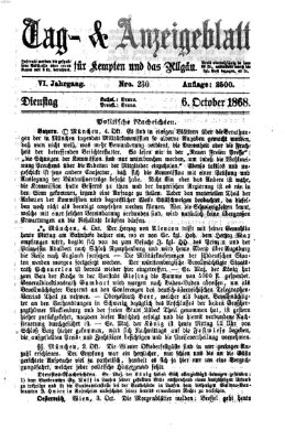 Tag- und Anzeigeblatt für Kempten und das Allgäu Dienstag 6. Oktober 1868