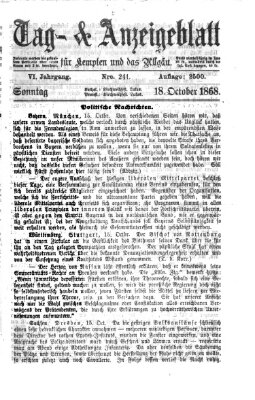 Tag- und Anzeigeblatt für Kempten und das Allgäu Sonntag 18. Oktober 1868