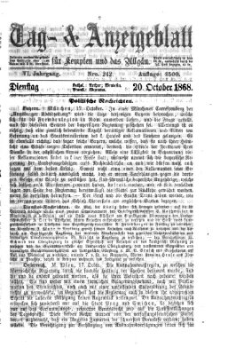 Tag- und Anzeigeblatt für Kempten und das Allgäu Dienstag 20. Oktober 1868