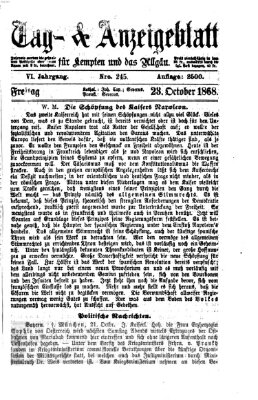 Tag- und Anzeigeblatt für Kempten und das Allgäu Freitag 23. Oktober 1868