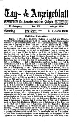 Tag- und Anzeigeblatt für Kempten und das Allgäu Samstag 31. Oktober 1868