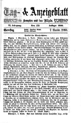 Tag- und Anzeigeblatt für Kempten und das Allgäu Samstag 7. November 1868