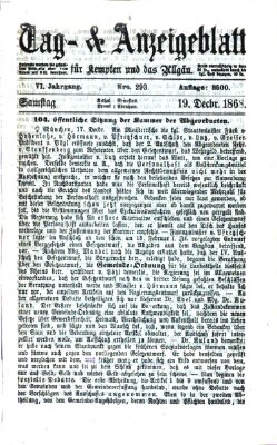 Tag- und Anzeigeblatt für Kempten und das Allgäu Samstag 19. Dezember 1868