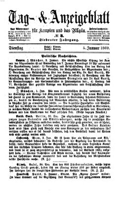 Tag- und Anzeigeblatt für Kempten und das Allgäu Dienstag 5. Januar 1869