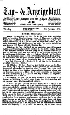 Tag- und Anzeigeblatt für Kempten und das Allgäu Dienstag 26. Januar 1869