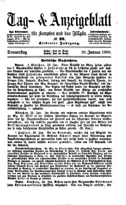 Tag- und Anzeigeblatt für Kempten und das Allgäu Donnerstag 28. Januar 1869