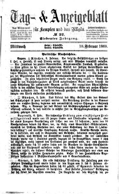 Tag- und Anzeigeblatt für Kempten und das Allgäu Mittwoch 10. Februar 1869