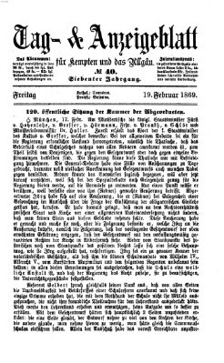 Tag- und Anzeigeblatt für Kempten und das Allgäu Freitag 19. Februar 1869