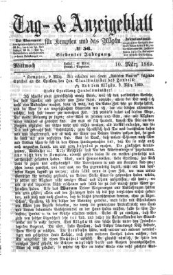 Tag- und Anzeigeblatt für Kempten und das Allgäu Mittwoch 10. März 1869