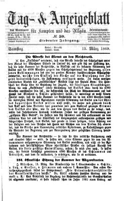 Tag- und Anzeigeblatt für Kempten und das Allgäu Samstag 13. März 1869