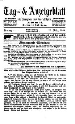 Tag- und Anzeigeblatt für Kempten und das Allgäu Freitag 26. März 1869