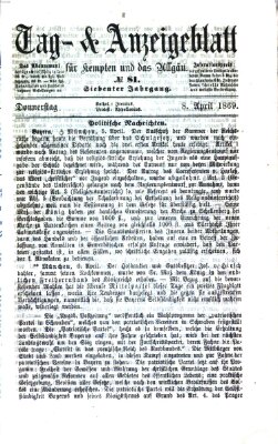 Tag- und Anzeigeblatt für Kempten und das Allgäu Donnerstag 8. April 1869