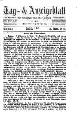 Tag- und Anzeigeblatt für Kempten und das Allgäu Sonntag 11. April 1869