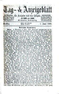 Tag- und Anzeigeblatt für Kempten und das Allgäu Freitag 4. Juni 1869