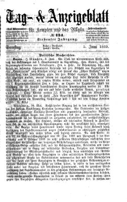 Tag- und Anzeigeblatt für Kempten und das Allgäu Samstag 5. Juni 1869