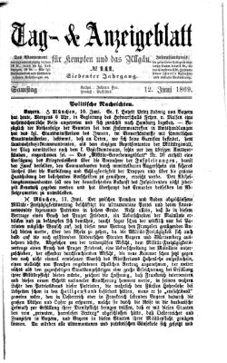 Tag- und Anzeigeblatt für Kempten und das Allgäu Samstag 12. Juni 1869