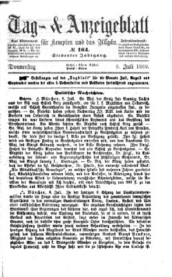 Tag- und Anzeigeblatt für Kempten und das Allgäu Donnerstag 8. Juli 1869