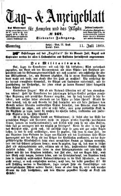 Tag- und Anzeigeblatt für Kempten und das Allgäu Sonntag 11. Juli 1869