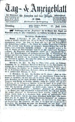 Tag- und Anzeigeblatt für Kempten und das Allgäu Dienstag 27. Juli 1869