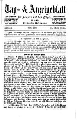 Tag- und Anzeigeblatt für Kempten und das Allgäu Freitag 30. Juli 1869